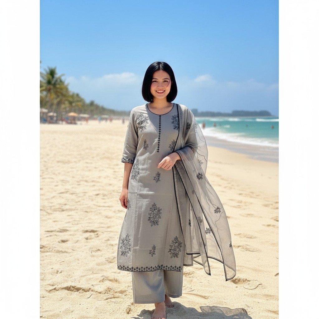 Straight Suit Grey Black Rayon